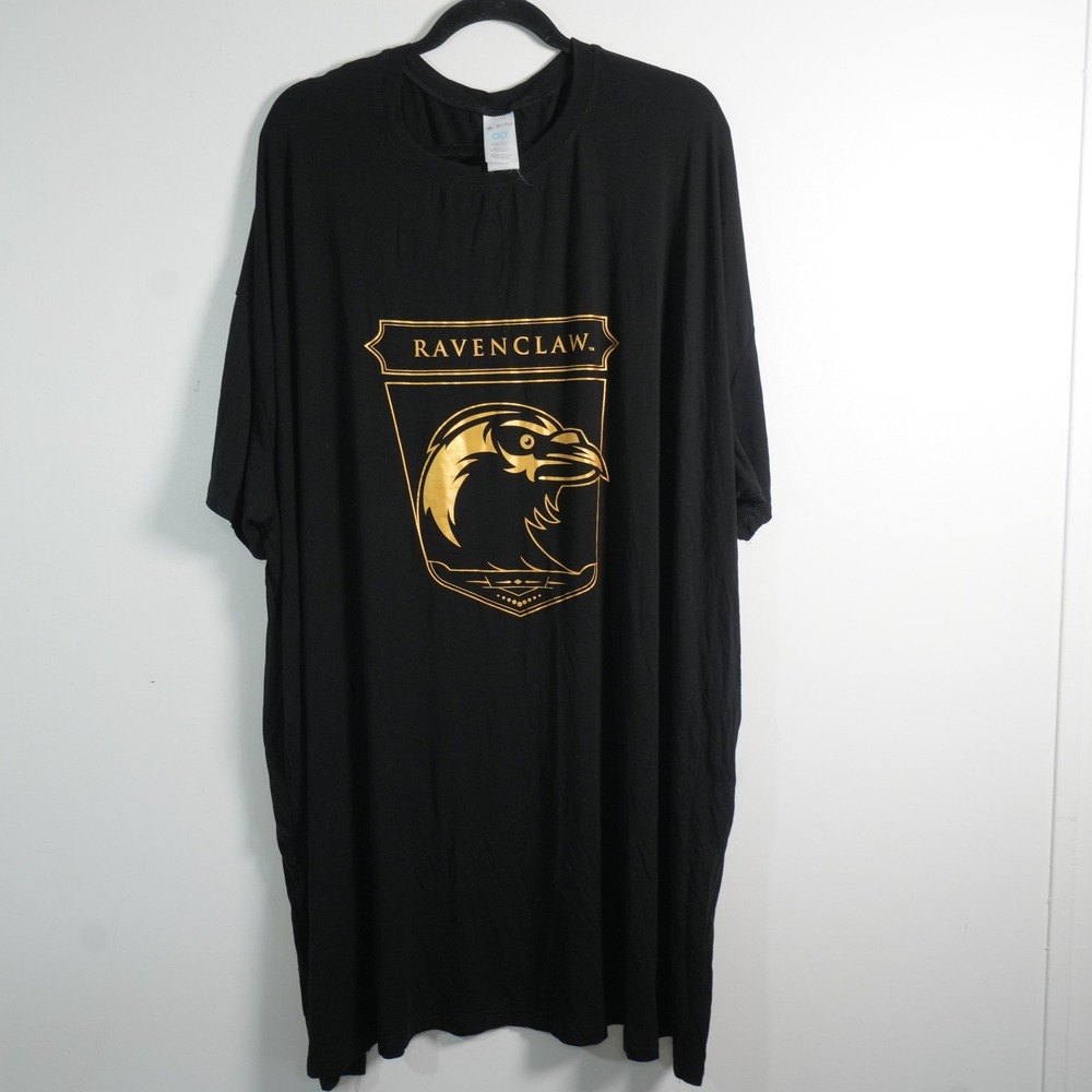 Harry Potter Ravenclaw Nightshirt Women One Size Black Gold Graphic Sleep Tee - Picture 1 of 7